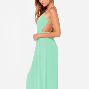 Rooftop Garden Backless Mint Green Maxi Dress